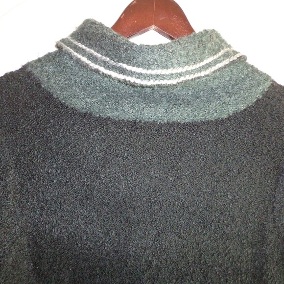 High Secret Boho Boucle Cardigan M Black/Charcoal Buttons Trim Faux Pockets - Picture 5 of 16